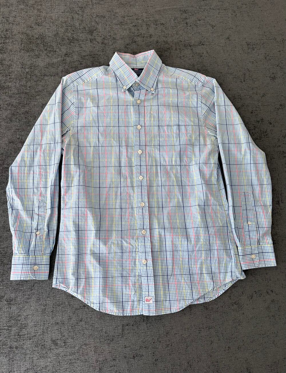 Vineyard Vines Mens Medium Slim Fit Murray Shirt Pastel Plaid Button Down Cotton